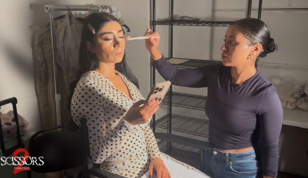 Violet Myers Behind-the-Scenes during the filming of Scissors: Chapter 2